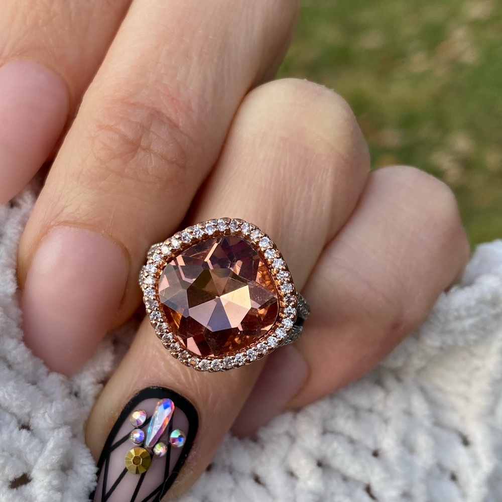 NEW 18k Rose gold plated Champagne Stone Ring - Picture 6 of 7